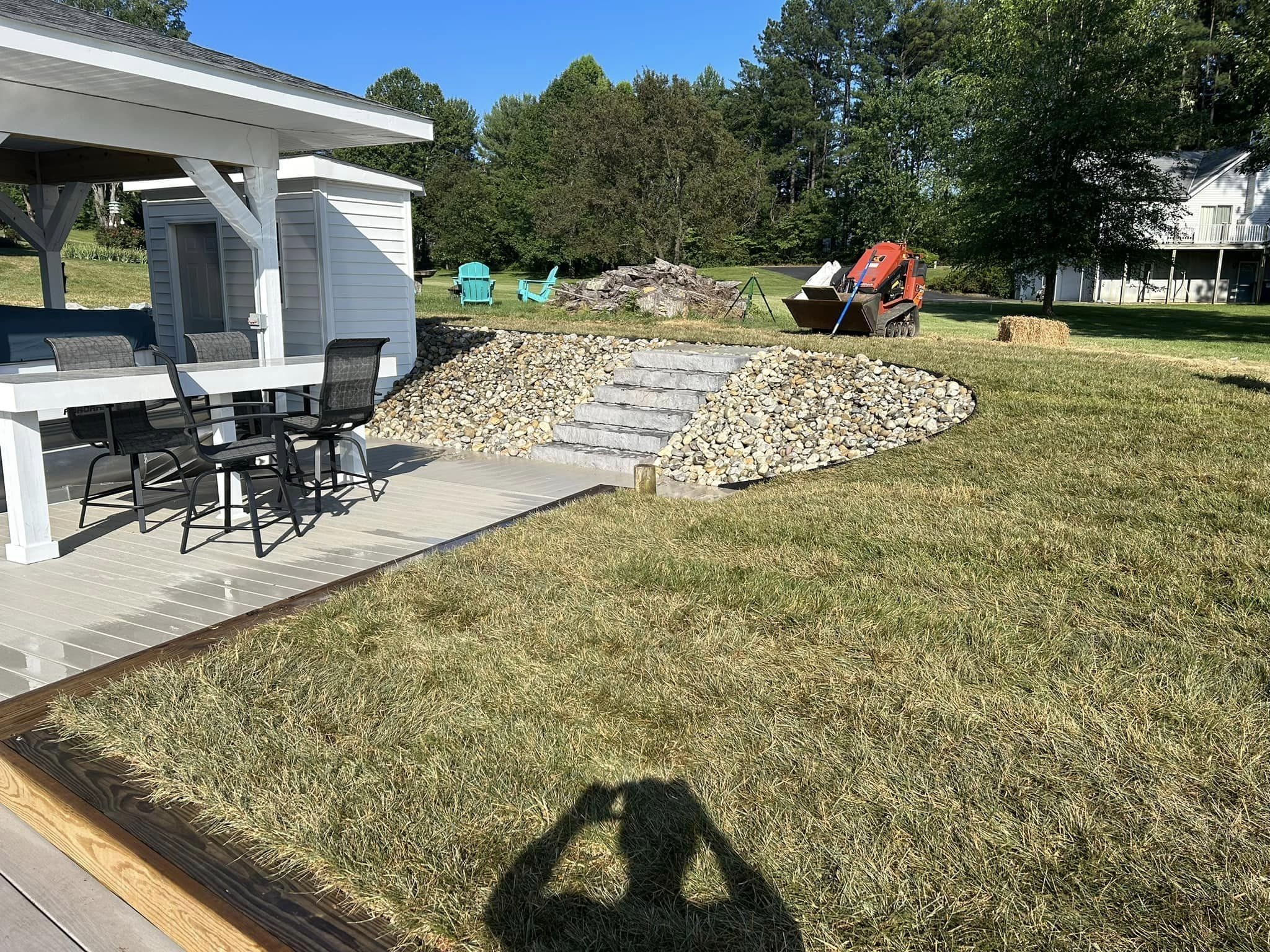 Garden after landscaping work with steps added