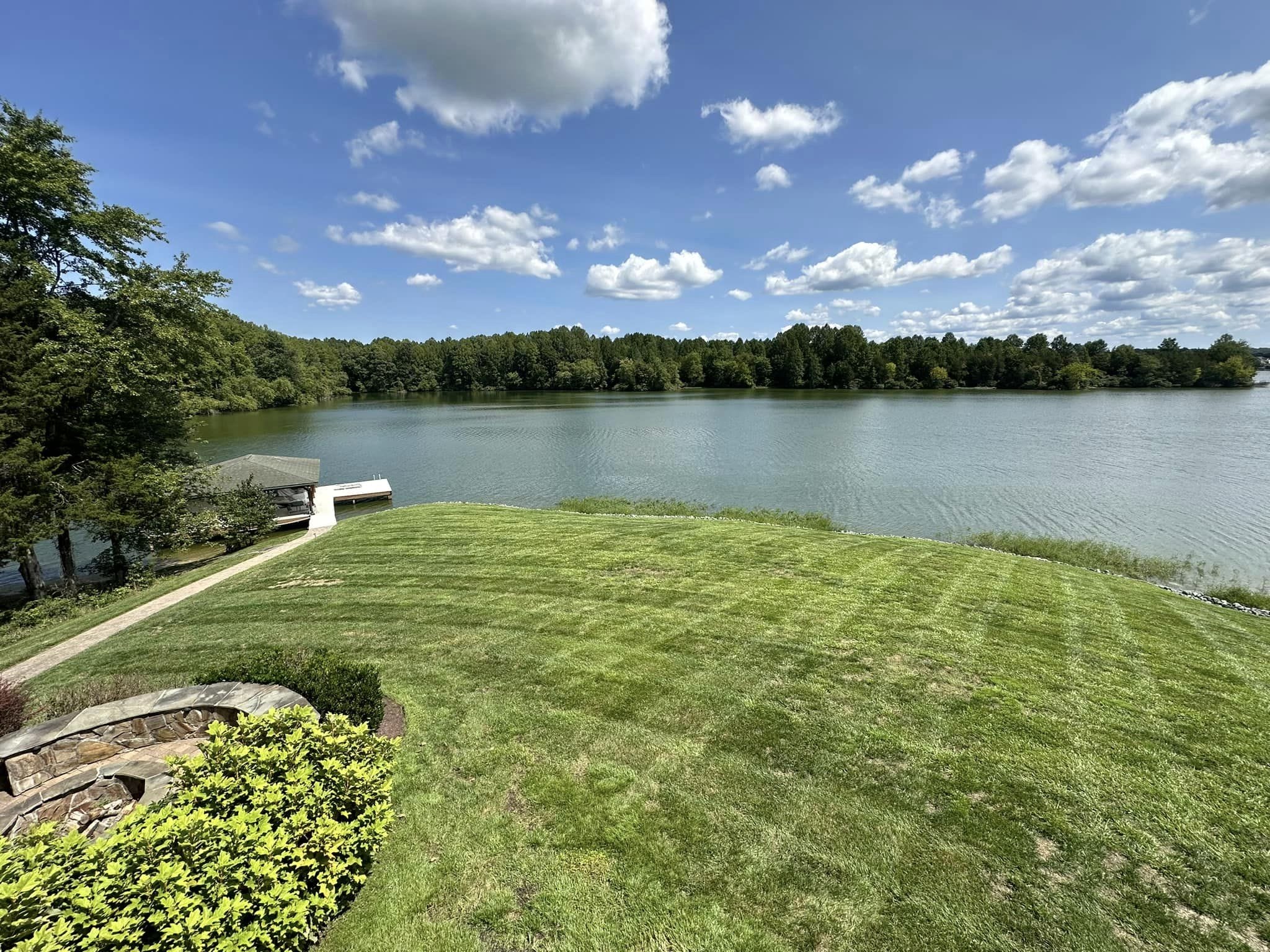 Landscaping work, with landscaped lawn